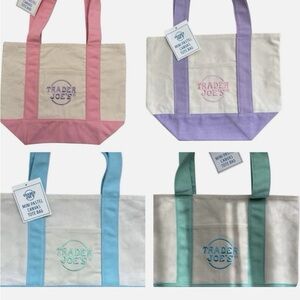 Trader Joe Pastel Canvas Mini Tote Bags Set of 4